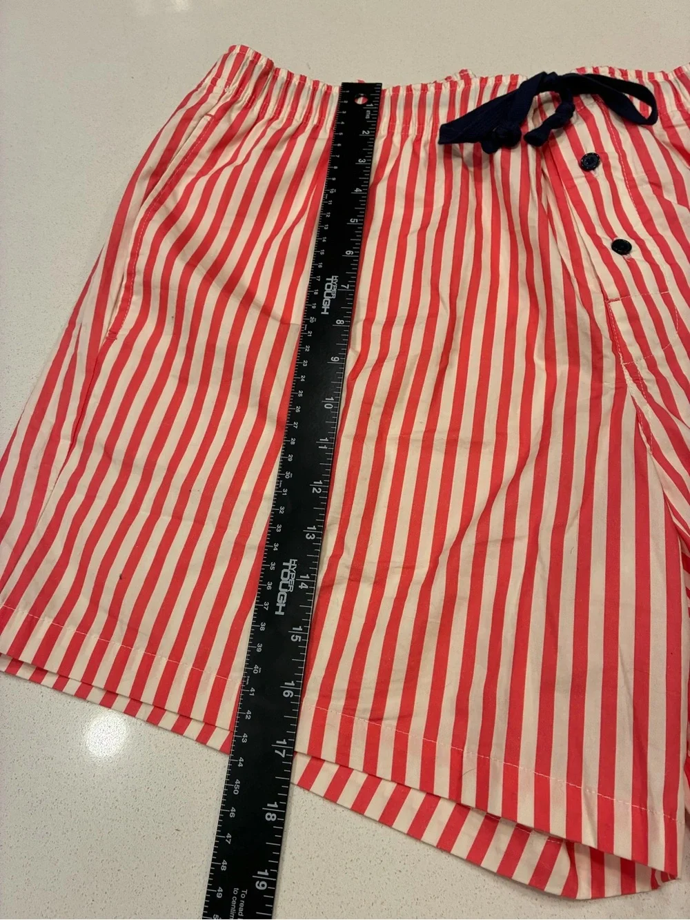 Psycho Bunny Red & White Striped Swim Trunks